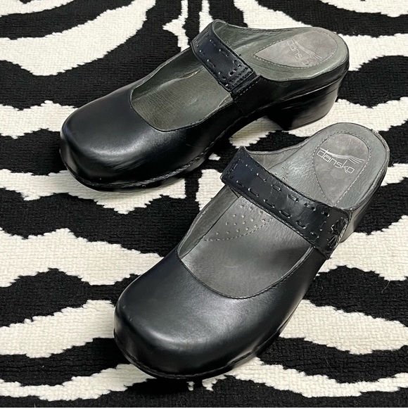 Dansko Solitare Leather Open Back Mary Jane Clogs Size 41 - Picture 5 of 14